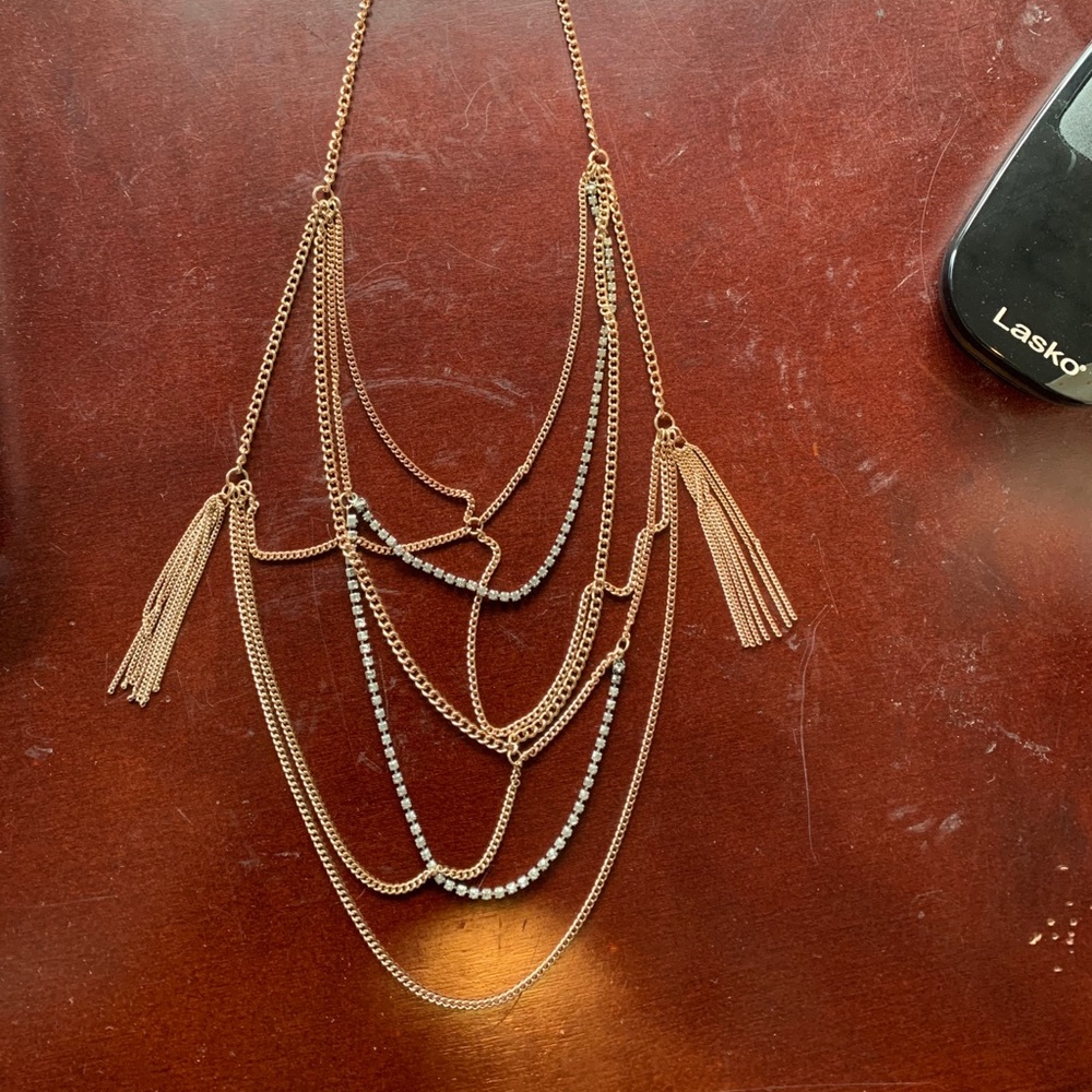 American eagle gold and silver layered necklace